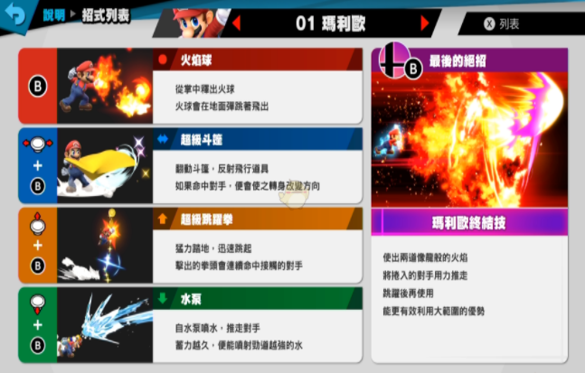 《任天堂明星大乱斗：特别版》马力欧技能属性一览