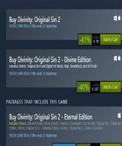 Steam《神界：原罪2》再迎史低特惠 本体售价79元